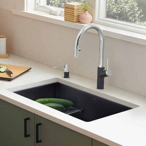 Main product image of Precis SILGRANIT 30" Single Bowl Undermount Kitchen Sink - Coal Black, 442931