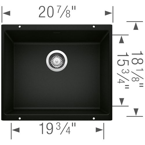 Main product image of Precis SILGRANIT 21" Single Bowl Undermount Kitchen Sink (Coal Black)