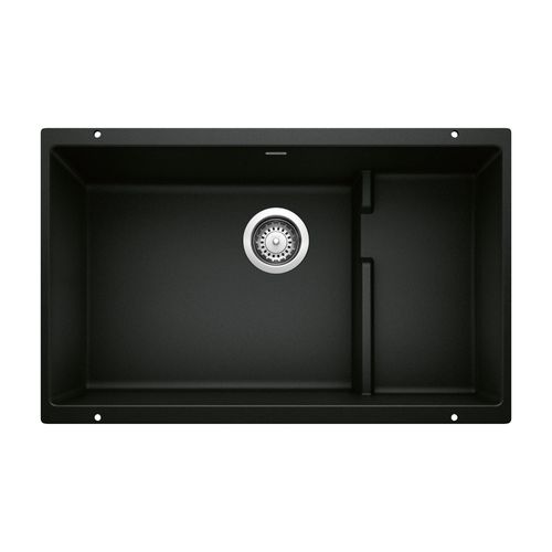 Main product image of Precis Cascade SILGRANIT 29" Single Bowl Undermount Kitchen Sink with Colander - Coal Black, 442934
