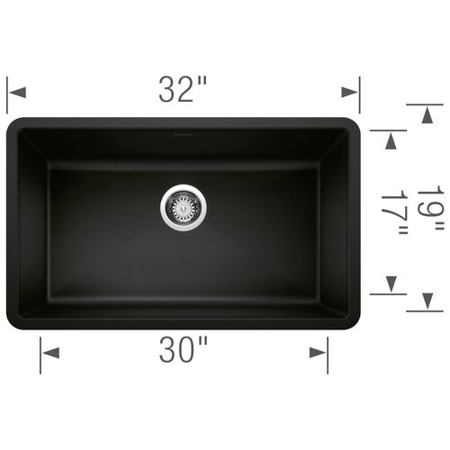 Main product image of Precis SILGRANIT 32" Super Single Undermount Kitchen Sink - Coal Black, 442935