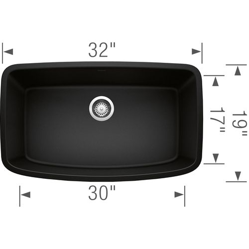 Main product image of Valea SILGRANIT 32" Super Single Undermount Kitchen Sink - Coal Black, 442942