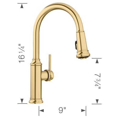 Main product image of Empressa High Arc Pull-Down Dual-Spray Kitchen Faucet - Satin Gold, 442980