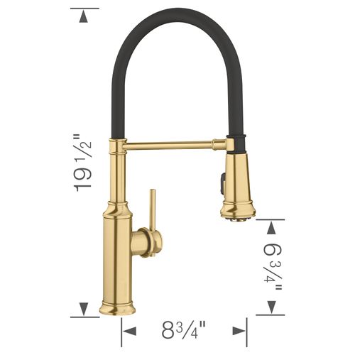 Main product image of Empressa Semi-Pro Pull-Down Dual-Spray Kitchen Faucet - Satin Gold, 442982