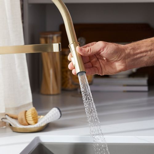 Main product image of Rivana Semi-Pro Pull-Down Dual-Spray Kitchen Faucet - Satin Gold, 442984