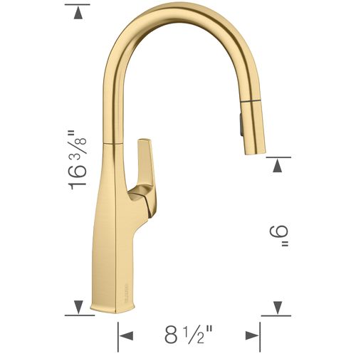 Main product image of Rivana High-Arc Pull-Down Dual-Spray Kitchen Faucet - Satin Gold, 442985
