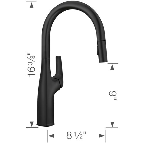Main product image of Rivana High-Arc Pull-Down Dual-Spray Kitchen Faucet - Matte Black, 443020, 443020-BLANCO