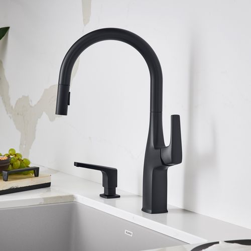 Main product image of Rivana High-Arc Pull-Down Dual-Spray Kitchen Faucet - Matte Black, 443020, 443020-BLANCO