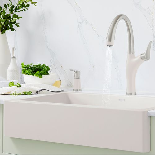 Main product image of Artona Pull-Down Dual-Spray Kitchen Faucet - PVD Steel/Soft White, 443040