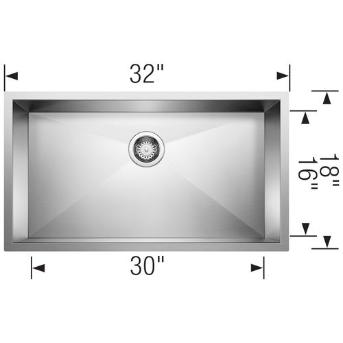 Main product image of Quatrus R0 32" Single Bowl Undermount Stainless Steel Kitchen Sink