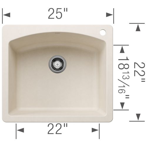 Main product image of Diamond SILGRANIT 25" Single Bowl Dual Mount Kitchen Sink - Soft White, 443060