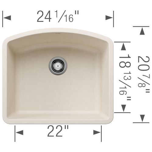 Main product image of Diamond SILGRANIT 24" Single Bowl Undermount Kitchen Sink - Soft White, 443061