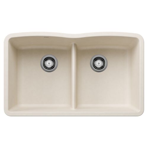 Main product image of Diamond SILGRANIT 32" 50/50 Double Bowl Undermount Kitchen Sink with Low Divide - Soft White, 443069