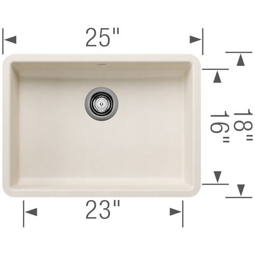 Main product image of Precis SILGRANIT 25" ADA Single Bowl Undermount Kitchen Sink - Soft White, 443082