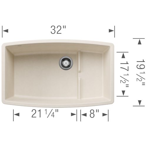 Main product image of Performa Cascade SILGRANIT 32" Single Bowl Undermount Kitchen Sink with Colander - Soft White, 443085