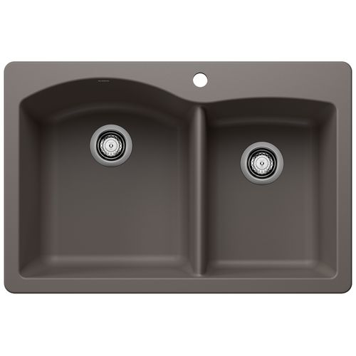 Main product image of Diamond SILGRANIT 33" 60/40 Double Bowl Dual Mount Kitchen Sink - Volcano Gray, 443100