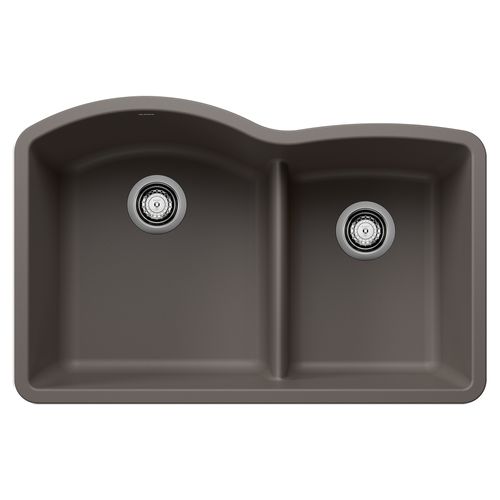 Main product image of Diamond SILGRANIT 32" 60/40 Double Bowl Undermount Kitchen Sink with Low Divide - Volcano Gray, 443102
