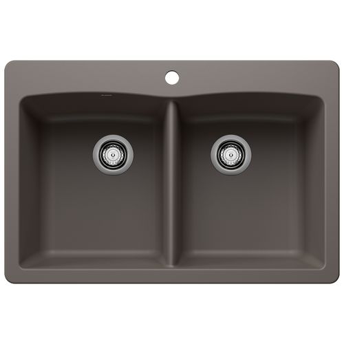 Main product image of Diamond SILGRANIT 33" 50/50 Double Bowl Dual Mount Kitchen Sink - Volcano Gray, 443104