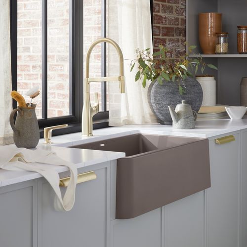 Main product image of Ikon SILGRANIT 33" Single Bowl Apron-Front Farmhouse Sink - Volcano Gray, 443114