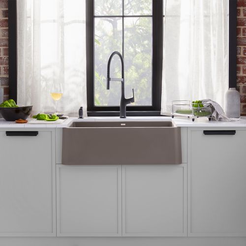 Main product image of Ikon SILGRANIT 33" Single Bowl Apron-Front Farmhouse Sink - Volcano Gray, 443114