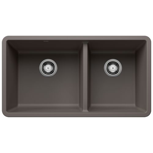 Main product image of Precis SILGRANIT 33" 60/40 Double Bowl Undermount Kitchen Sink - Volcano Gray, 443118