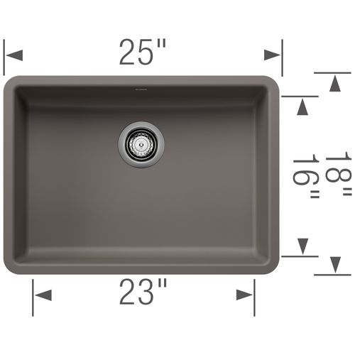 Main product image of Precis SILGRANIT 25" ADA Single Bowl Undermount Kitchen Sink - Volcano Gray, 443119