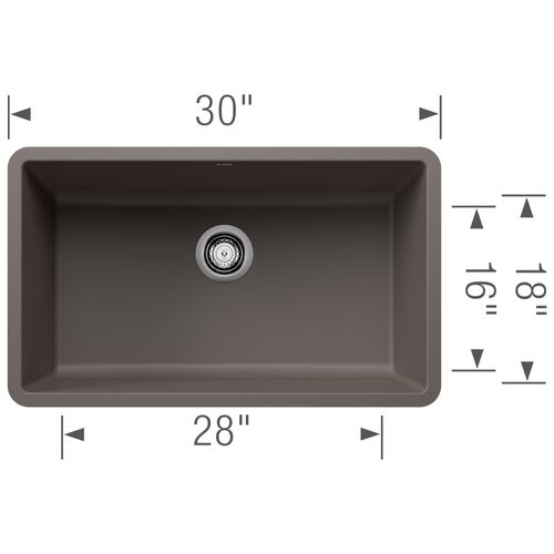 Main product image of Precis SILGRANIT 30" Single Bowl Undermount Kitchen Sink - Volcano Gray, 443120