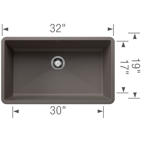 Main product image of Precis SILGRANIT 32" Super Single Undermount Kitchen Sink - Volcano Gray, 443121