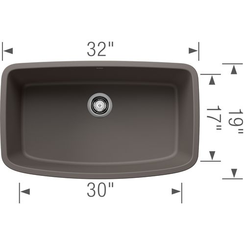 Main product image of Valea SILGRANIT 32" Super Single Undermount Kitchen Sink - Volcano Gray, 443128