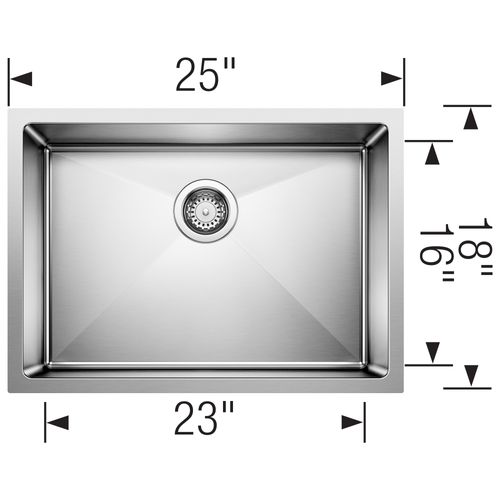 Main product image of Quatrus R15 25" Single Bowl Undermount Stainless Steel Kitchen Sink, 443146