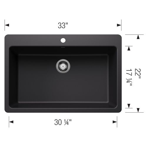 Main product image of Liven SILGRANIT 33" Super Single Dual Mount Kitchen Sink, 443194 (Coal Black)