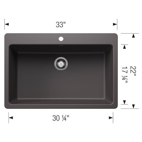 Main product image of Liven SILGRANIT 33" Super Single Dual Mount Kitchen Sink, 443196 (Cinder)