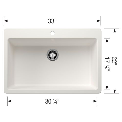 Main product image of Liven SILGRANIT 33" Super Single Dual Mount Kitchen Sink, 443197 (White)