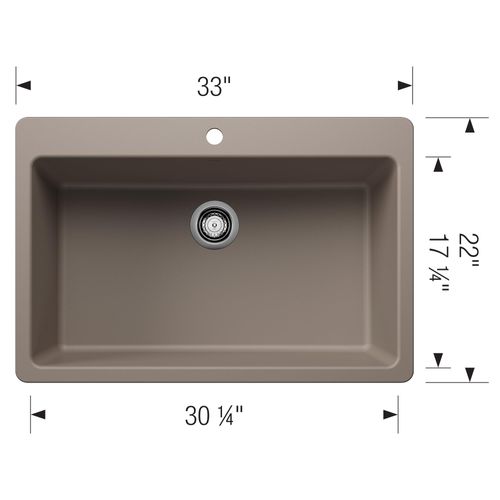 Main product image of Liven SILGRANIT 33" Super Single Dual Mount Kitchen Sink, 443198 (Truffle)