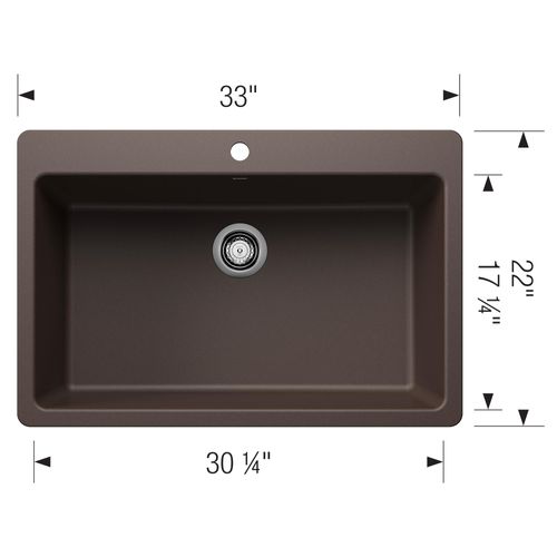 Main product image of Liven SILGRANIT 33" Super Single Dual Mount Kitchen Sink, 443199 (Cafe)