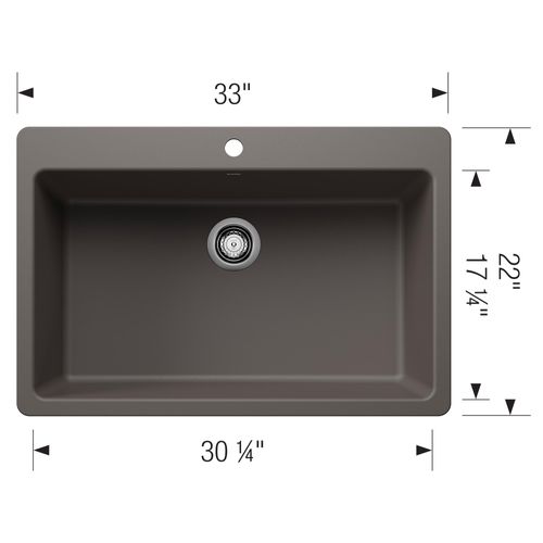 Main product image of Liven SILGRANIT 33" Super Single Dual Mount Kitchen Sink, 443200 (Volcano Gray)