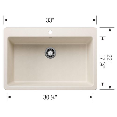 Main product image of Liven SILGRANIT 33" Super Single Dual Mount Kitchen Sink, 443201 (Soft White)