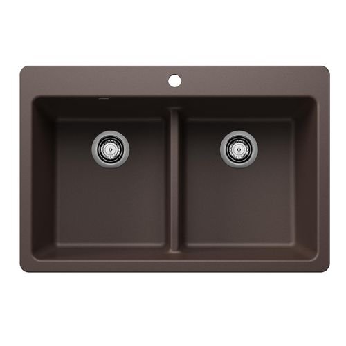Main product image of Liven SILGRANIT 33" 50/50 Double Bowl Dual Mount Kitchen Sink w/ Low Divide, 443207 (Cafe)