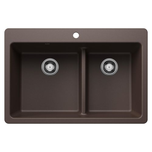Main product image of Liven SILGRANIT 33" 60/40 Double Bowl Dual Mount Kitchen Sink w/ Low Divide, 443215 (Cafe)