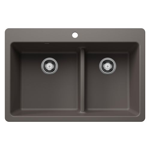 Main product image of Liven SILGRANIT 33" 60/40 Double Bowl Dual Mount Kitchen Sink, Low Divide, 443216 (Volcano Gray)