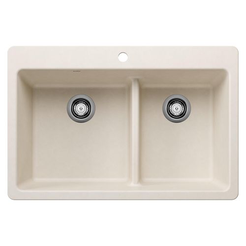 Main product image of Liven SILGRANIT 33" 60/40 Double Bowl Dual Mount Kitchen Sink w/ Low Divide, 443217 (Soft White)