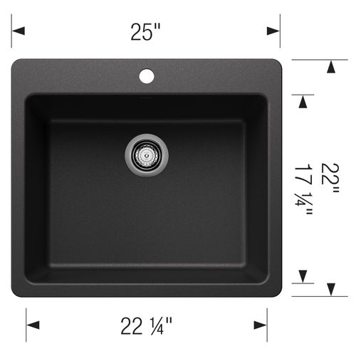 Main product image of Liven SILGRANIT 25" Single Bowl Dual Mount Kitchen Sink, 443219 (Anthracite)