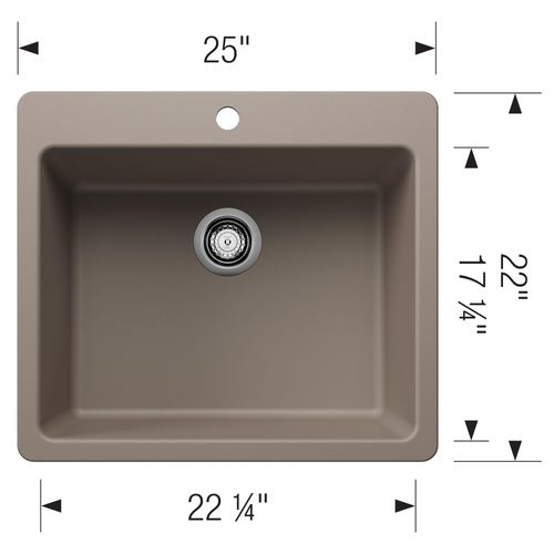 Main product image of Liven SILGRANIT 25" Single Bowl Dual Mount Kitchen Sink, 443222 (Truffle)