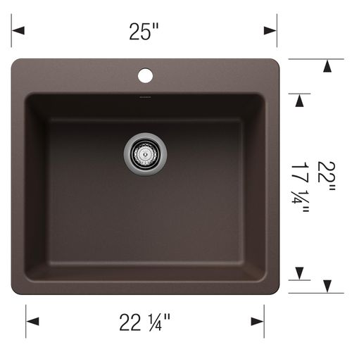 Main product image of Liven SILGRANIT 25" Single Bowl Dual Mount Kitchen Sink, 443223 (Cafe)