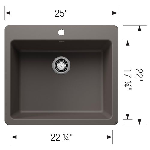 Main product image of Liven SILGRANIT 25" Single Bowl Dual Mount Kitchen Sink, 443224 (Volcano Gray)