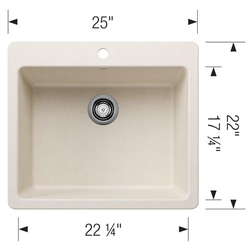 Main product image of Liven SILGRANIT 25" Single Bowl Dual Mount Kitchen Sink, 443225 (Soft White)
