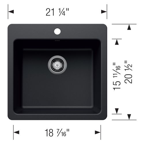 Main product image of Liven SILGRANIT 21" Single Bowl Dual Mount Kitchen Sink, 443226 (Coal Black)