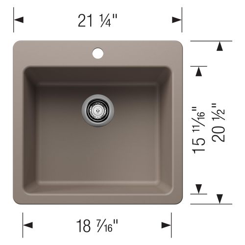Main product image of Liven SILGRANIT 21" Single Bowl Dual Mount Kitchen Sink, 443230 (Truffle)
