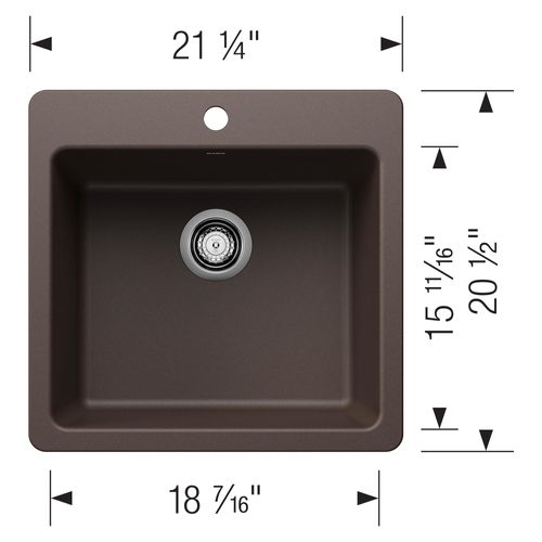 Main product image of Liven SILGRANIT 21" Single Bowl Dual Mount Kitchen Sink, 443231 (Cafe)