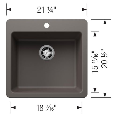 Main product image of Liven SILGRANIT 21" Single Bowl Dual Mount Kitchen Sink, 443232 (Volcano Gray)