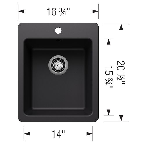 Main product image of Liven SILGRANIT 17" Dual Mount Bar Sink, 443234 (Coal Black)